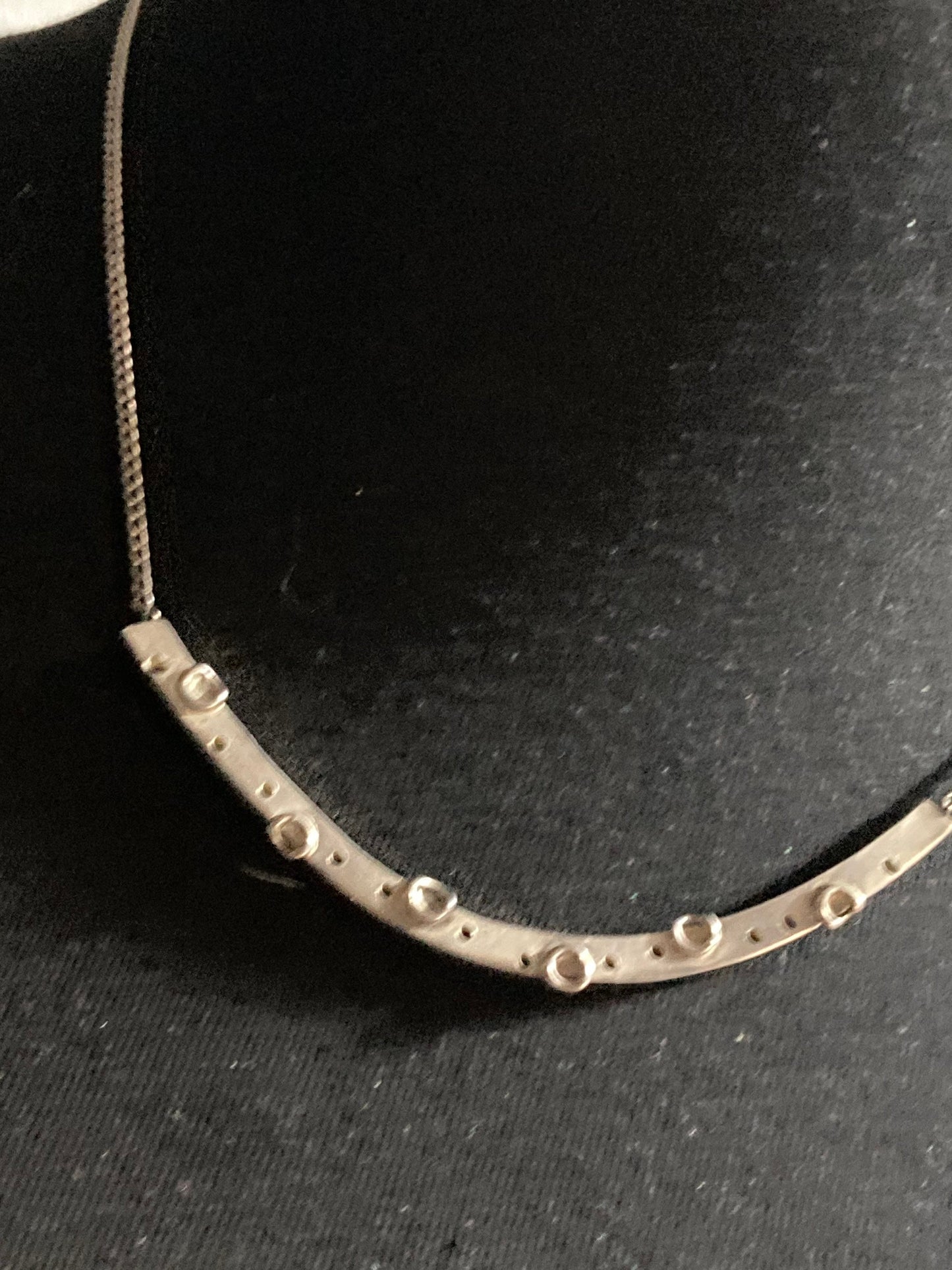 Vintage 925 Sterling silver brutalist bar choker necklace 46cm