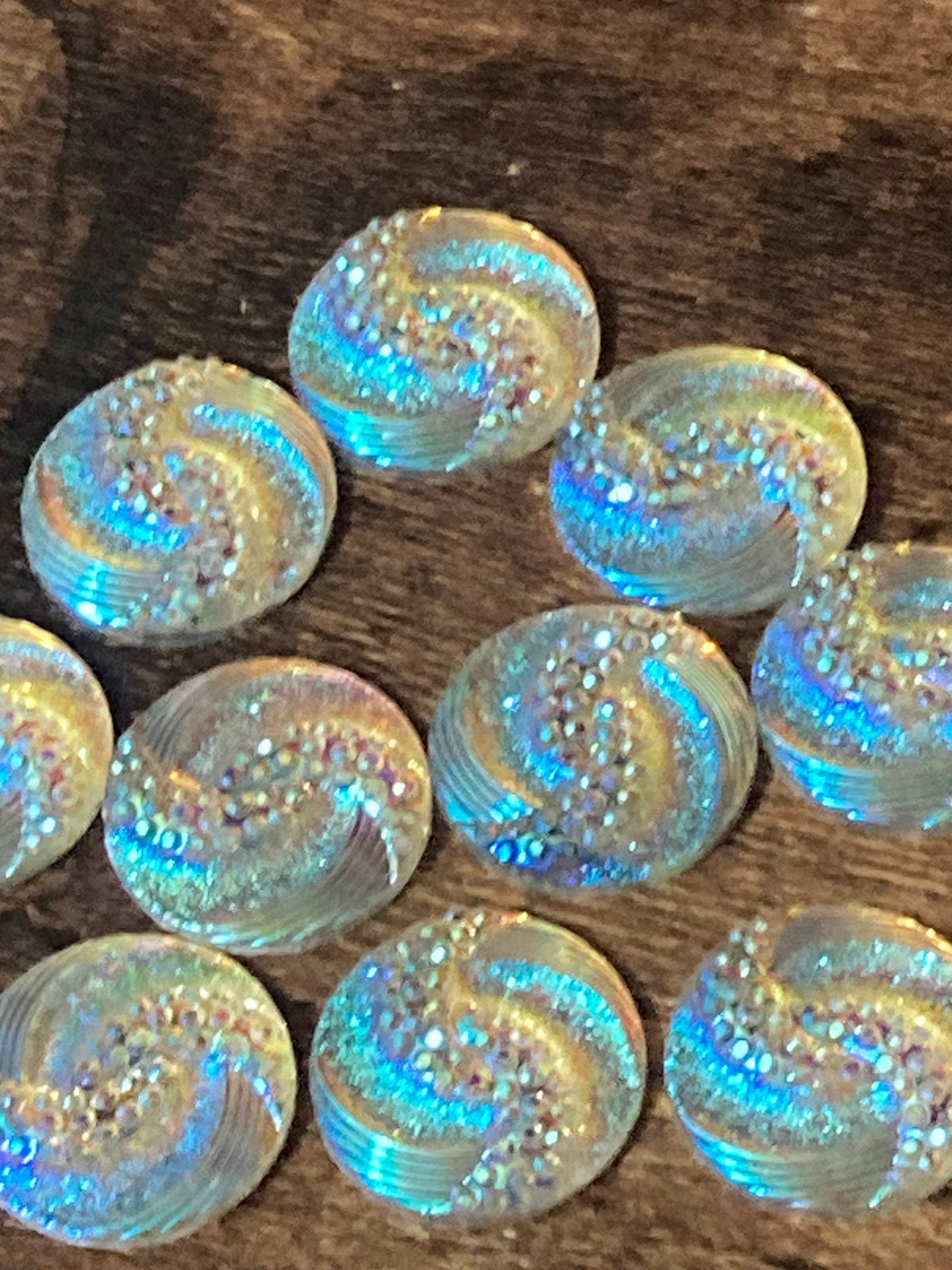 10 x 20mm glue on mermaid nautical glitter cabochons four colours