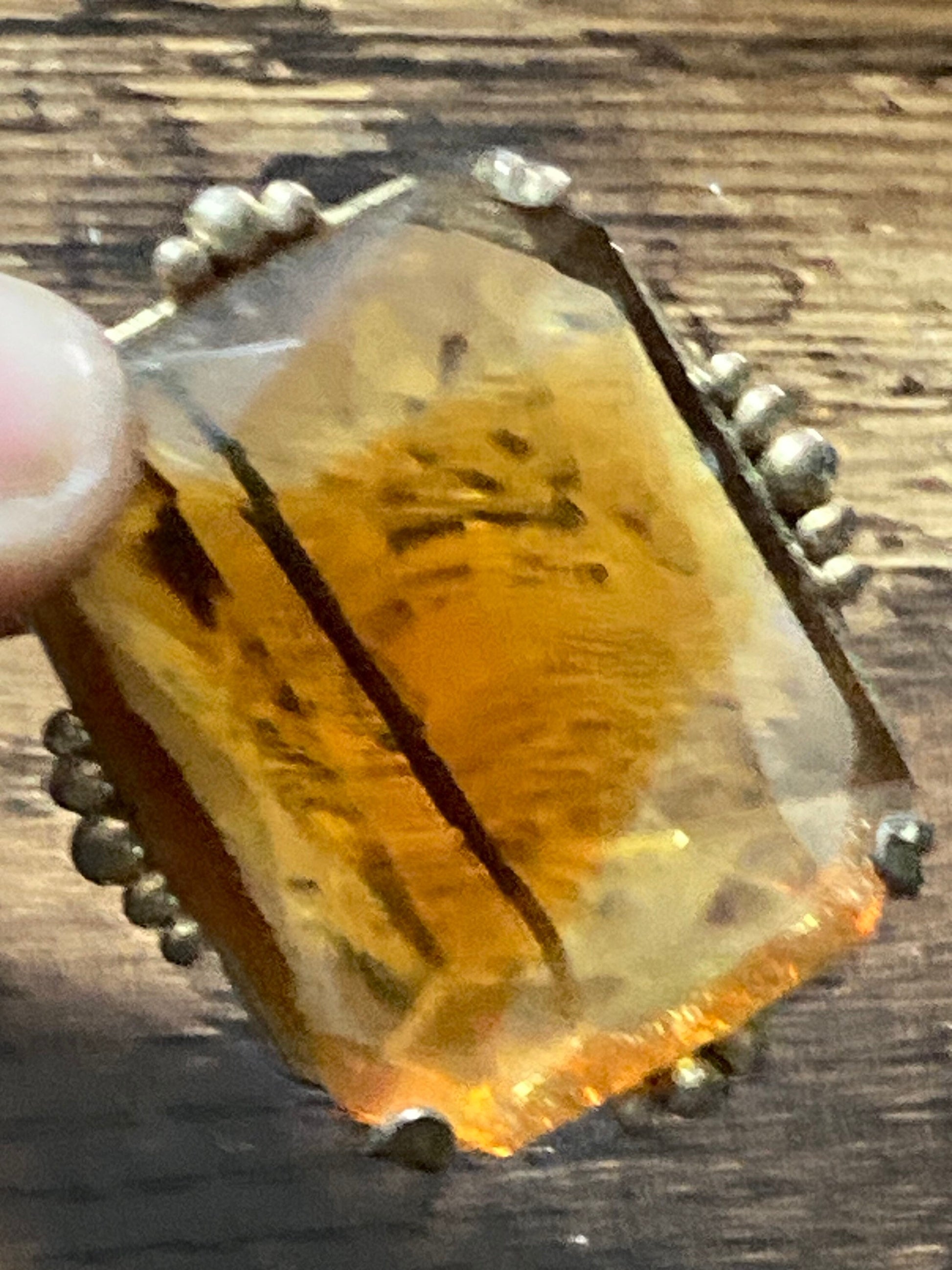 vintage celtic style scottish brooch large citrine orange brown glass