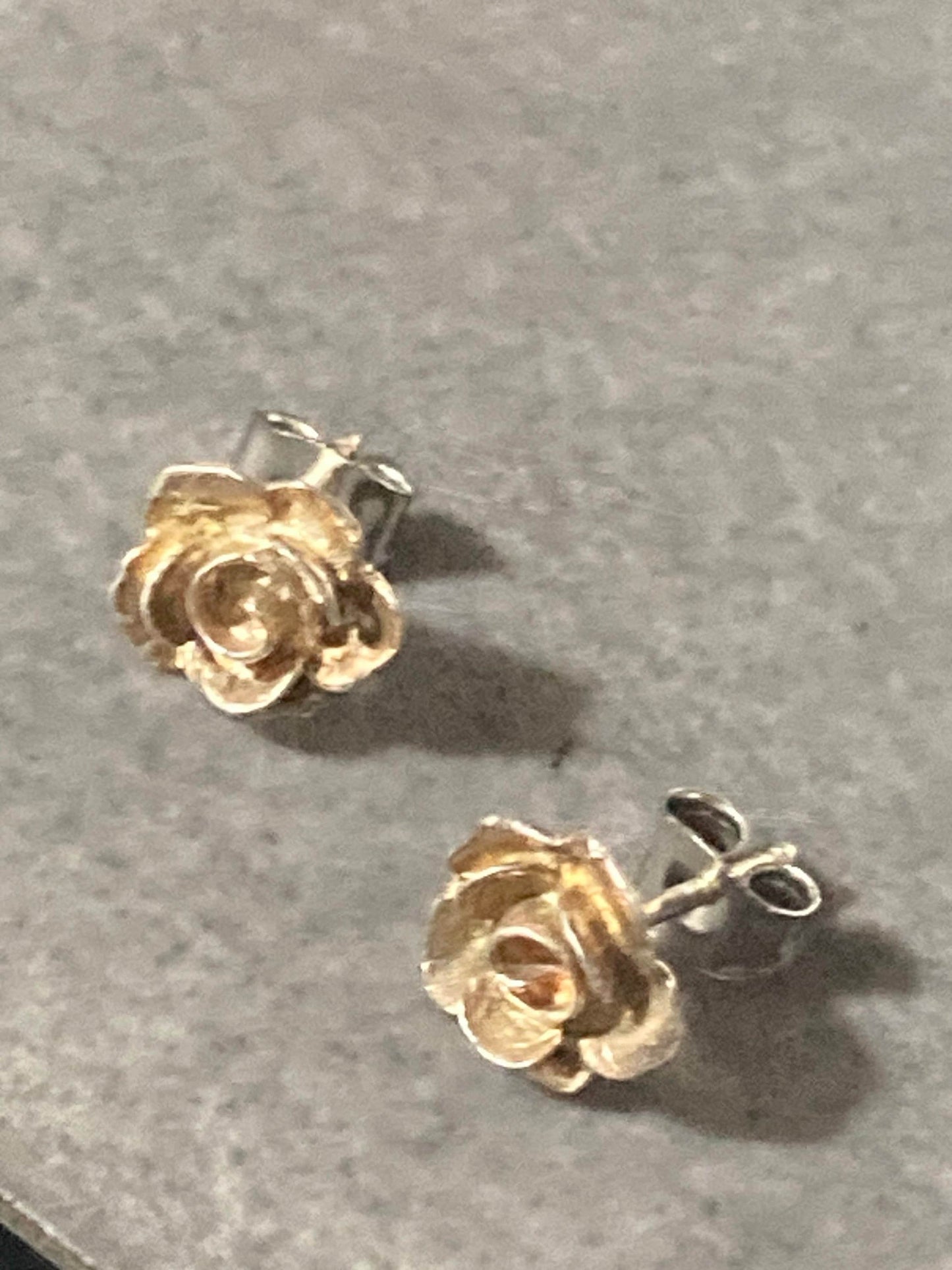Small 8mm 925 Sterling silver rose flower stud earrings