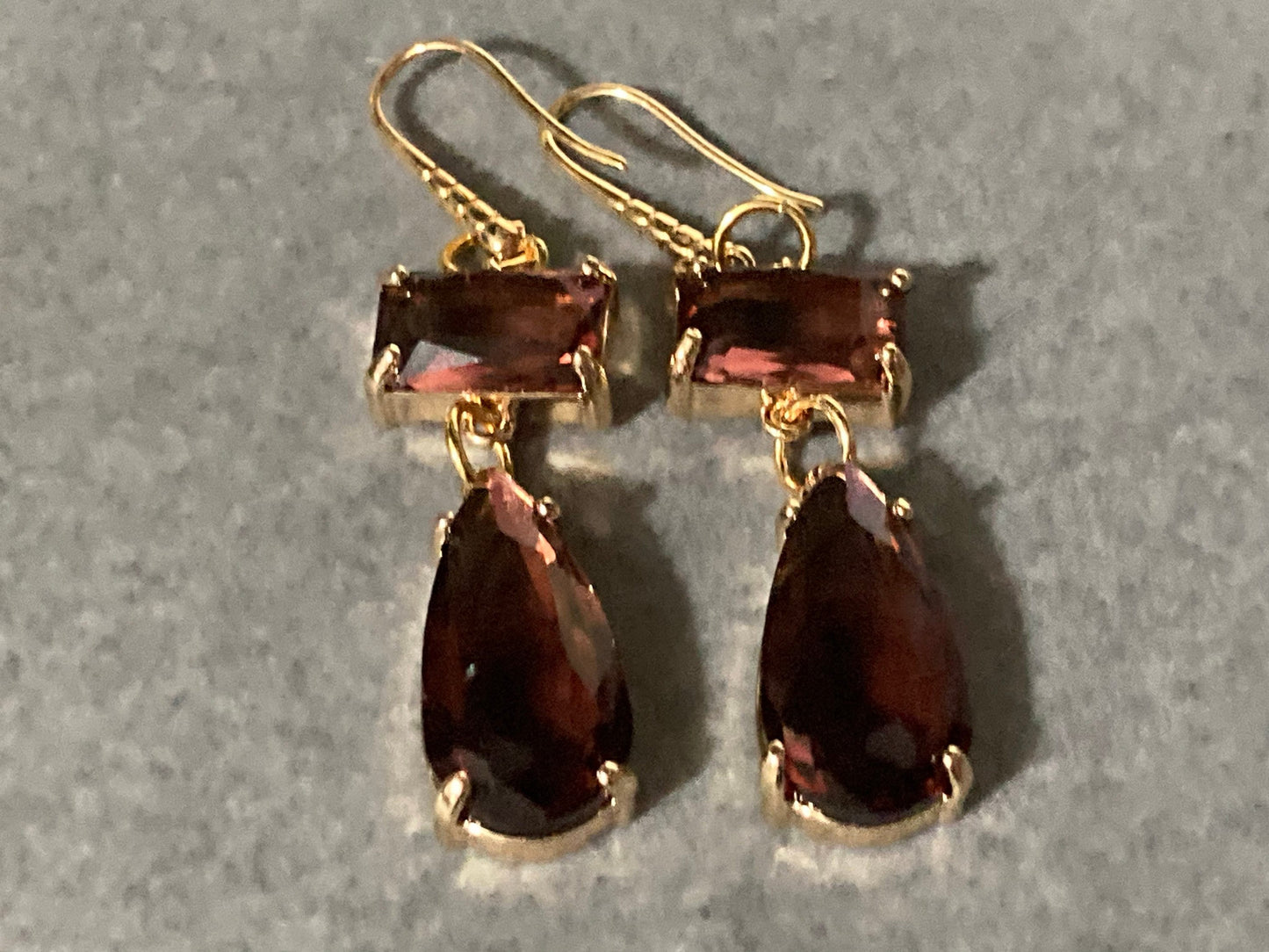 18k gold plated amethyst purple Crystal diamante teardrop earrings