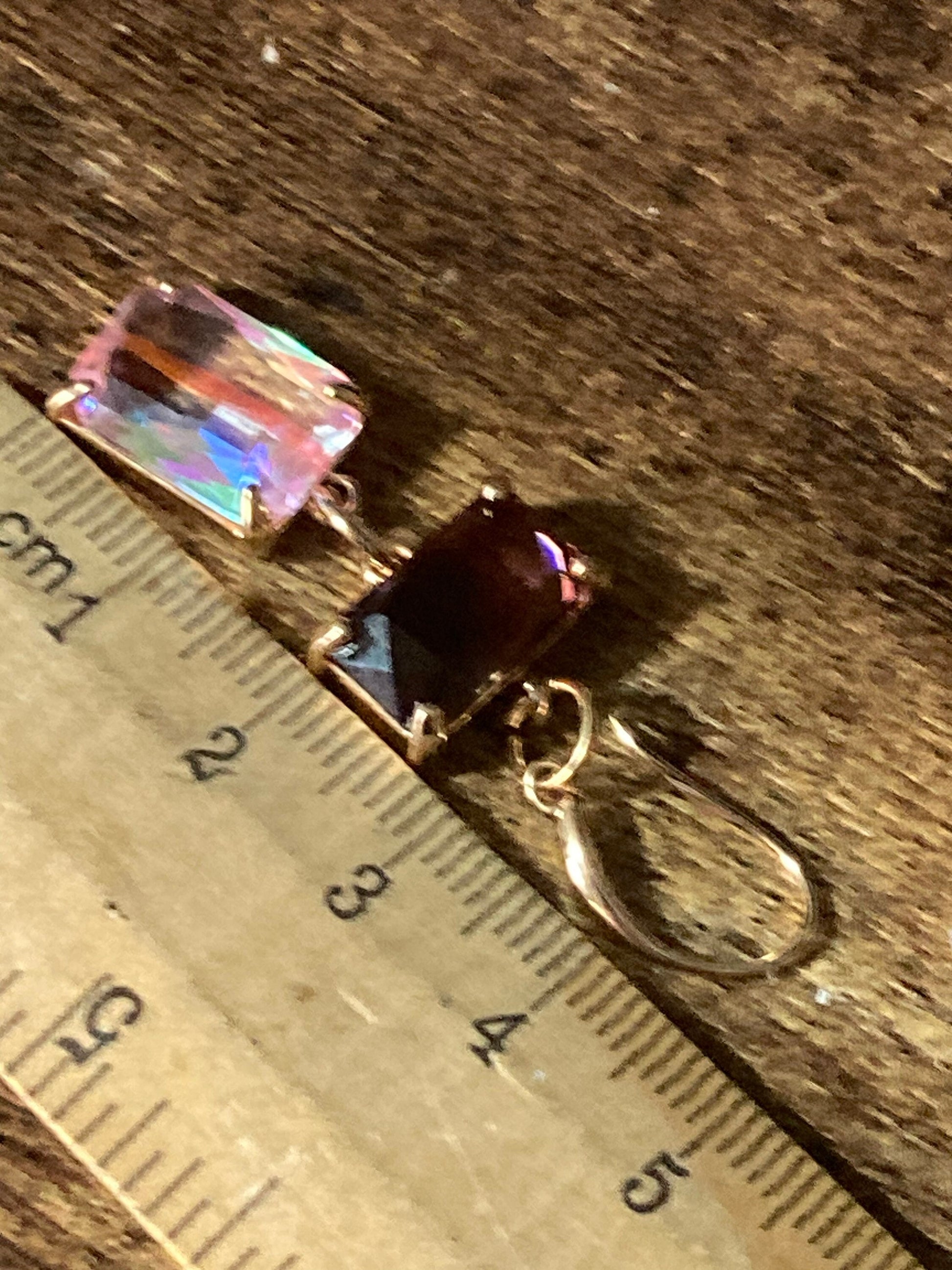 18k Gold plated crystal glass amethyst purple pink diamanté rhinestone teardrop earrings
