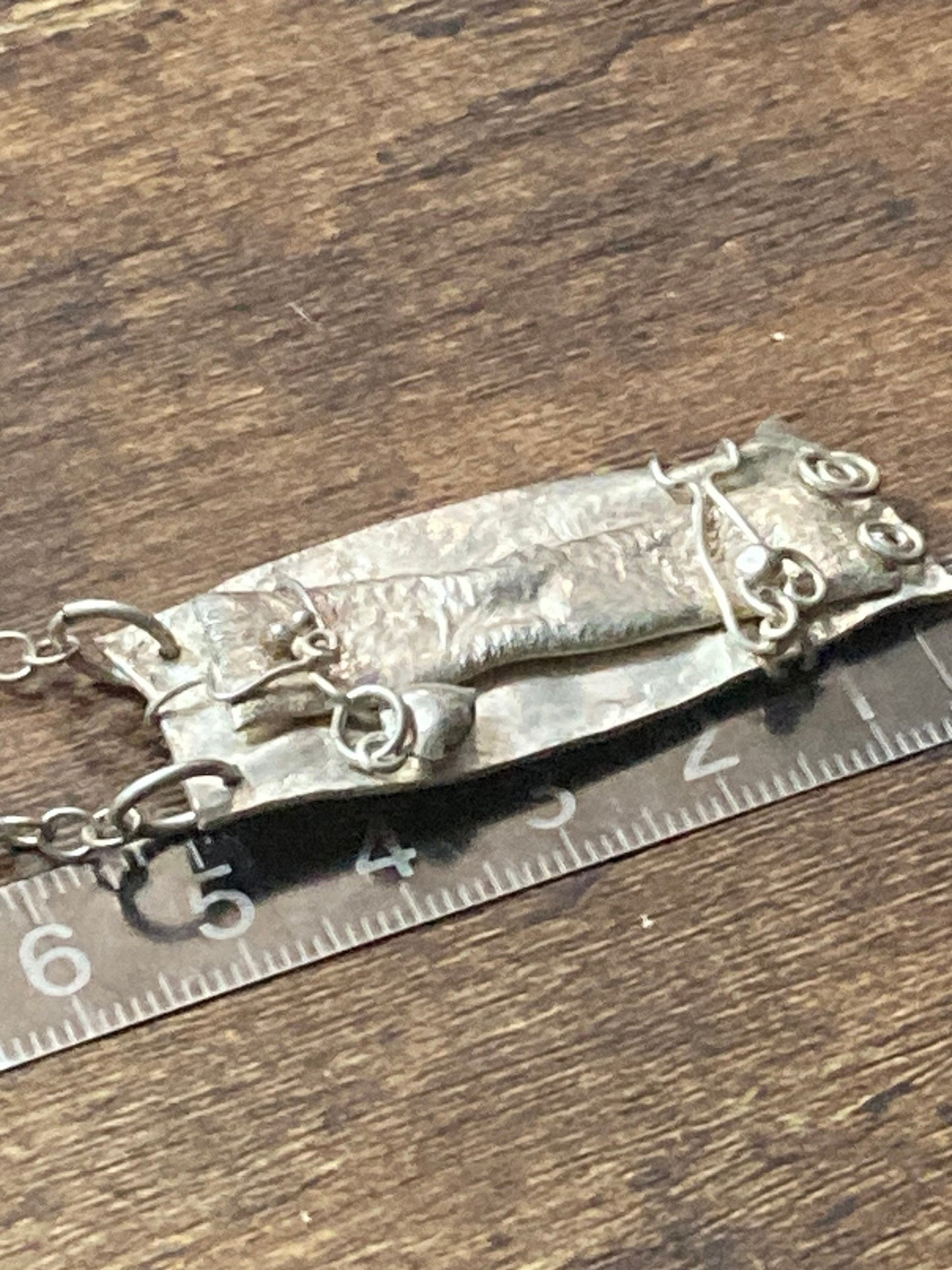 Vintage 925 Sterling Silver handmade modernist pendant necklace on 42cm chain 18.6 grams