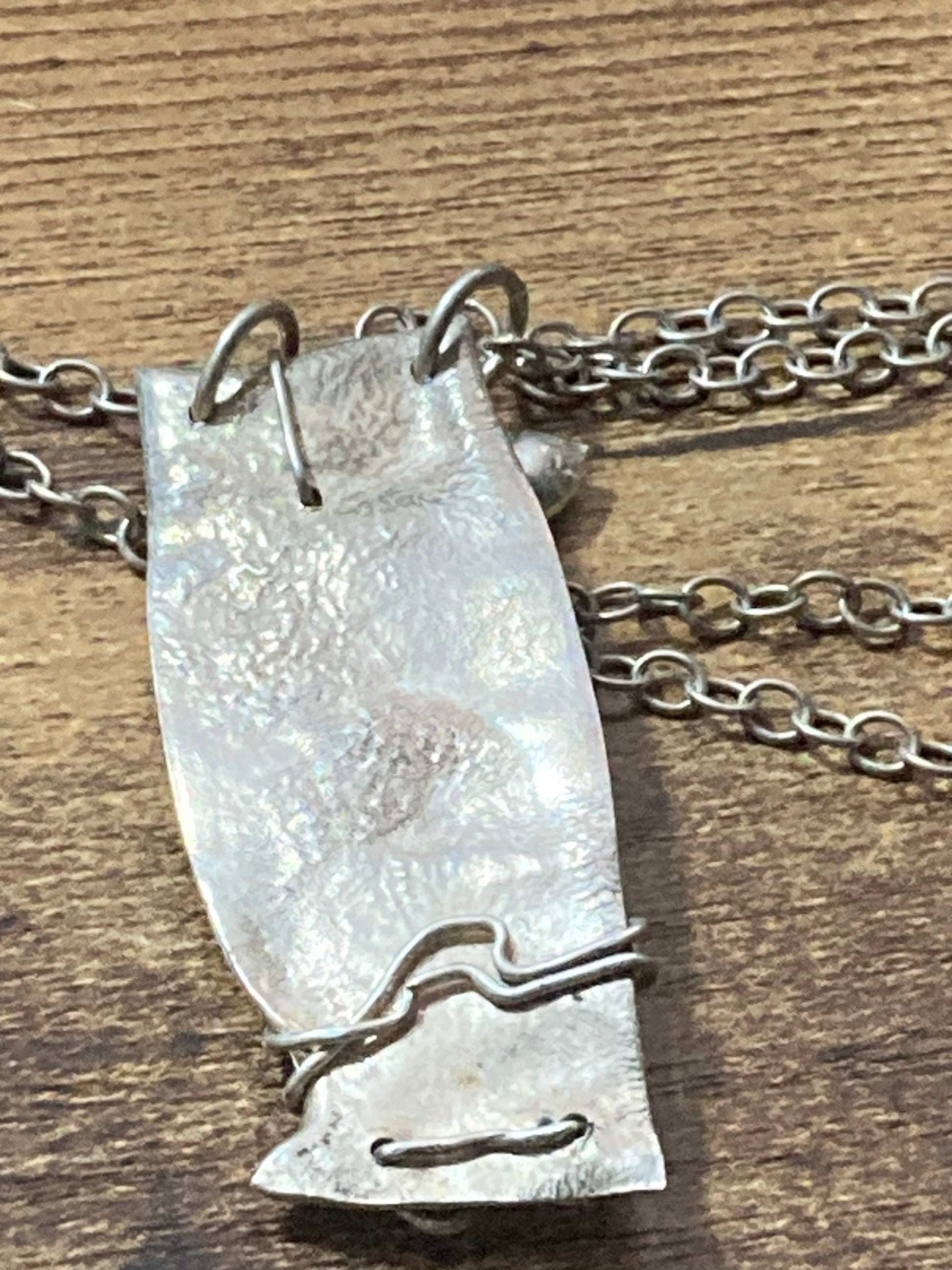 Vintage 925 Sterling Silver handmade modernist pendant necklace on 42cm chain 18.6 grams