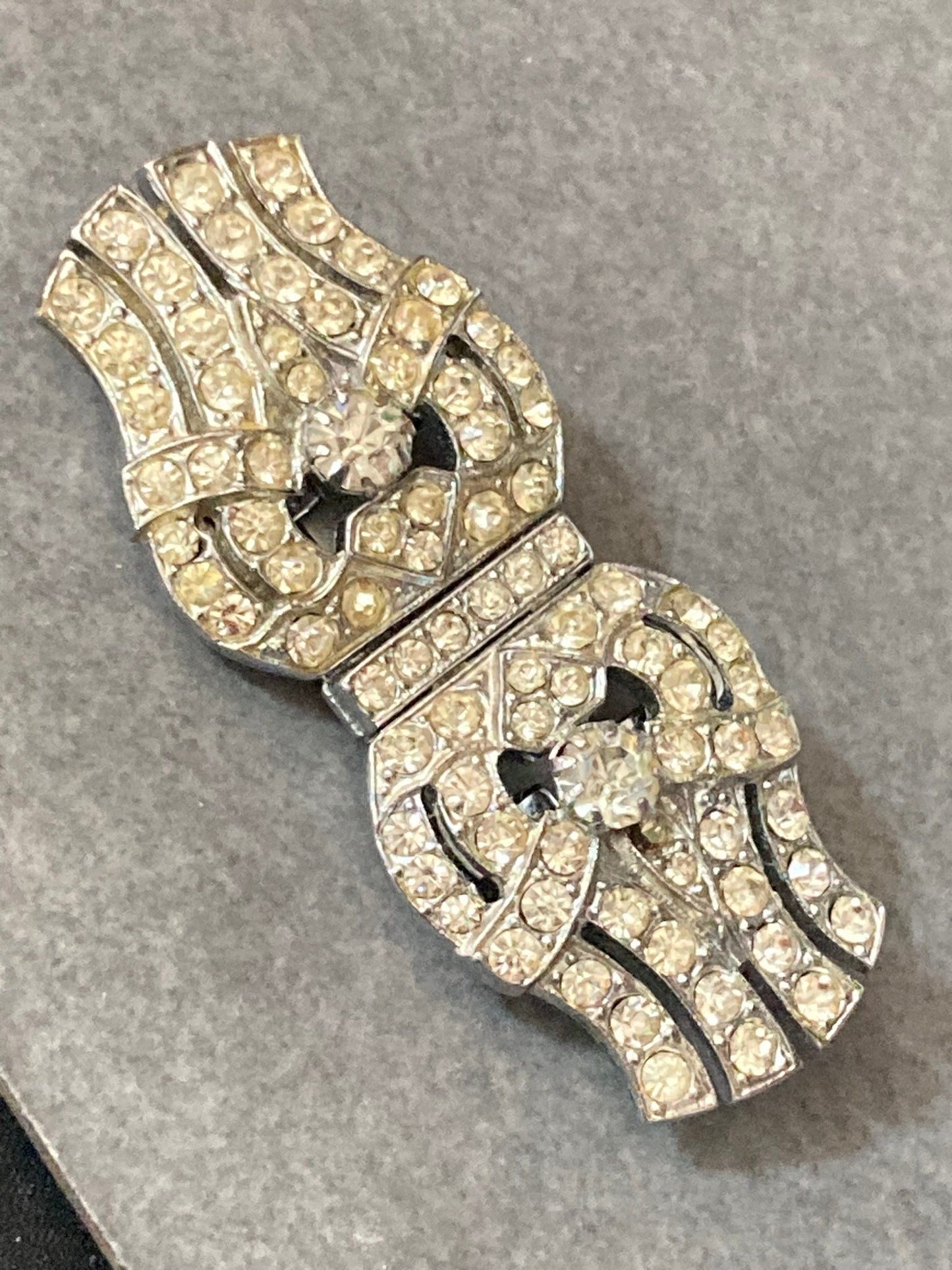 Diamanté Duette Dress Clip combination Brooch Art Deco