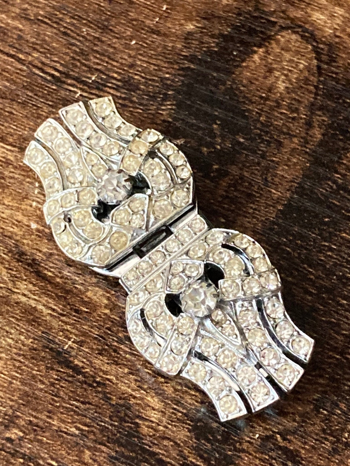Diamanté Duette Dress Clip combination Brooch Art Deco