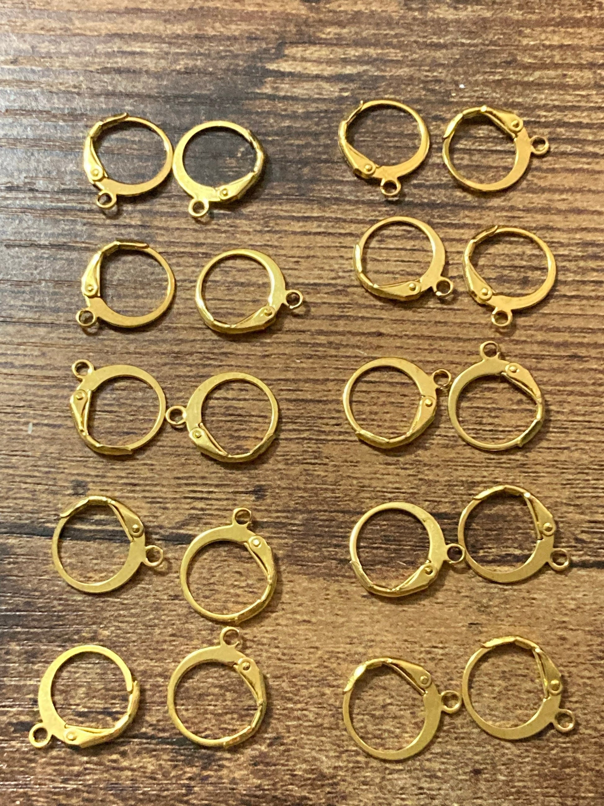 10 pairs 18k gold plated French round lever back Earring Findings with open Loop, 20 pieces