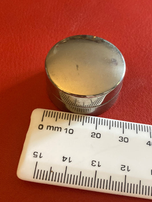 Empty round chrome silver rouge pot Vintage cosmetics