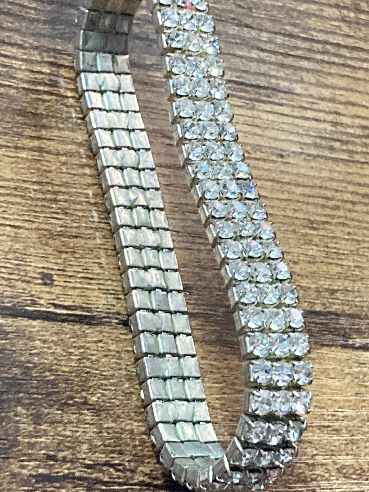 Chrome Back Paste Rhinestone diamanté stretch Bracelet