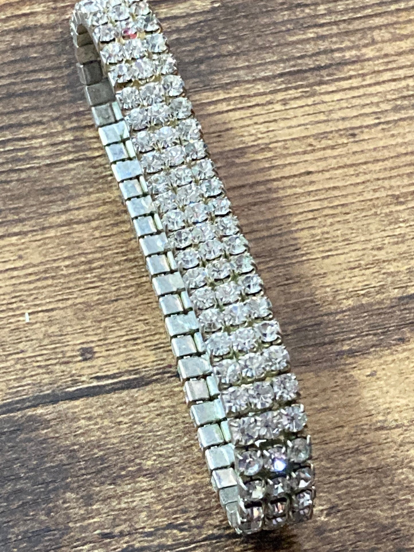 Chrome Back Paste Rhinestone diamanté stretch Bracelet