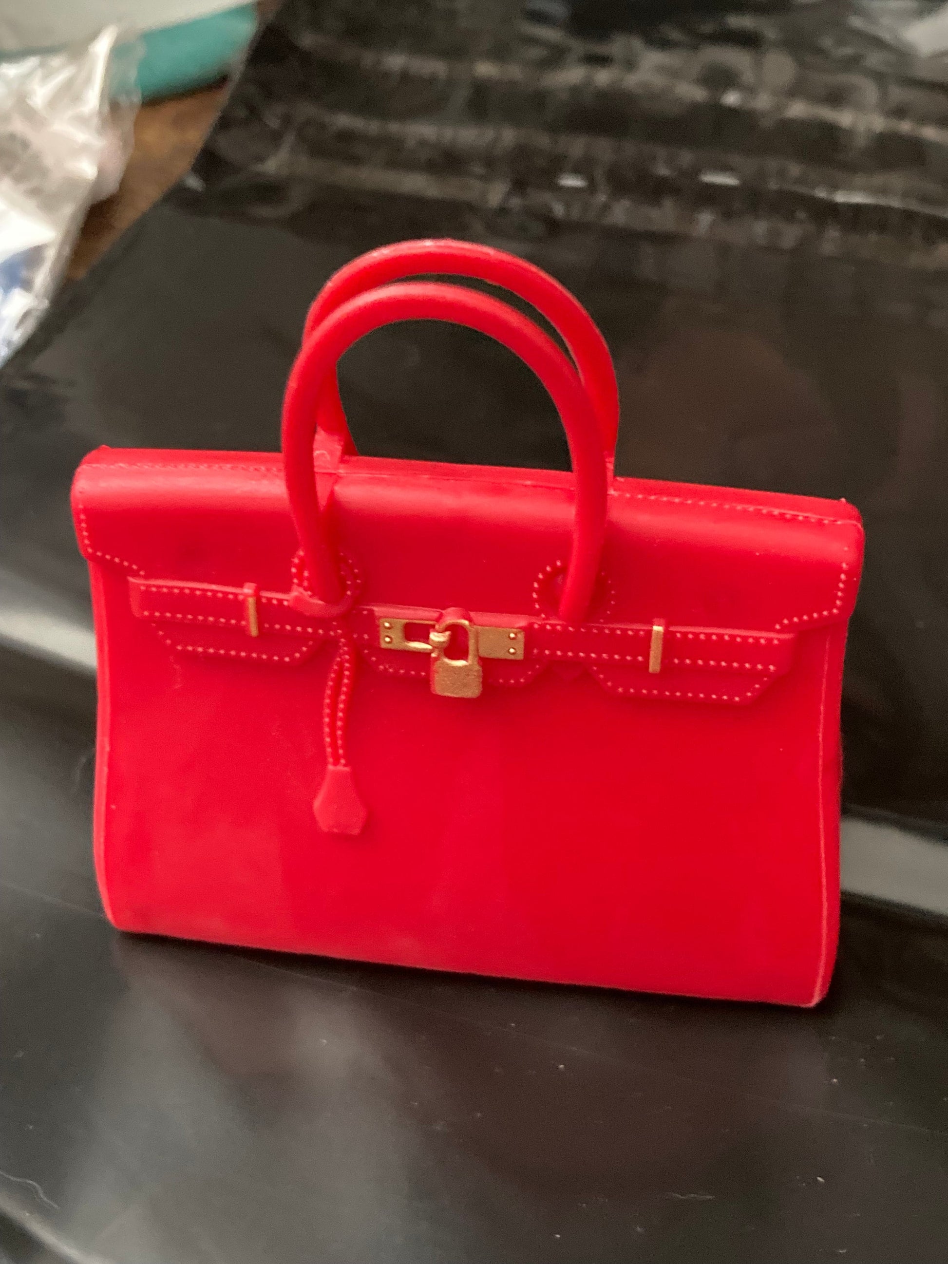 Ladies bright red Birkin handbag cake topper decoration dolls accessor –  Loved & Loved Again