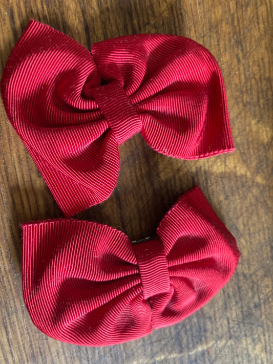 Vintage pair of red GROSGRAIN ribbon BOW shoe clips