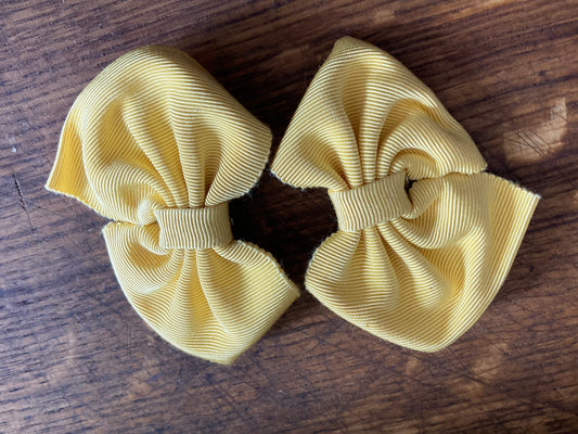 Vintage pair of primrose yellow GROSGRAIN ribbon BOW shoe clips