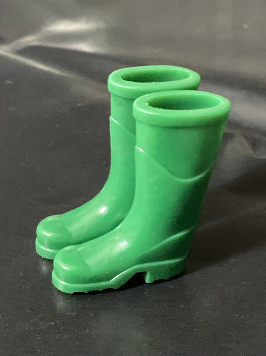 Miniature pair of green plastic wellington boots wellies gardener cake topper decoration scenery dolls
