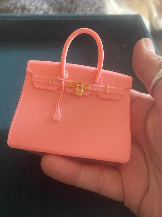 Ladies light pink tan Birkin handbag cake topper decoration dolls accessory
