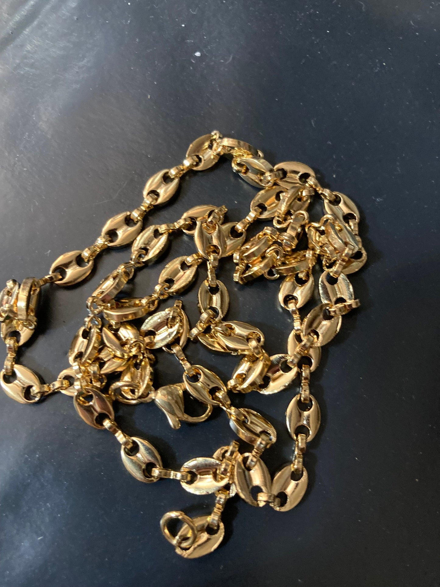 60cm 5mm gold plated mariner coffee bean long chain necklace