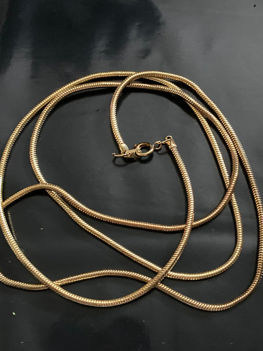 27” 90cm long 1980s thick gold plated round snake chain necklace