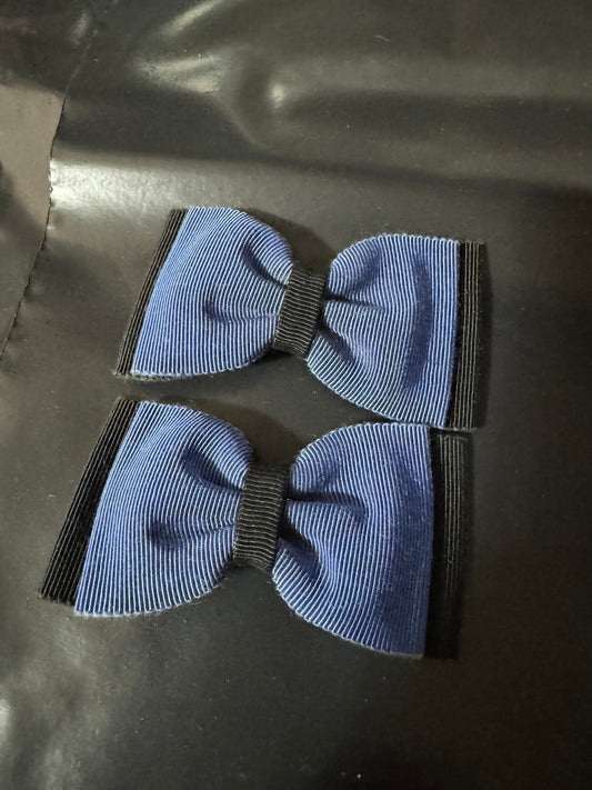 Vintage pair of Blue black grosgrain BOW shoe clips