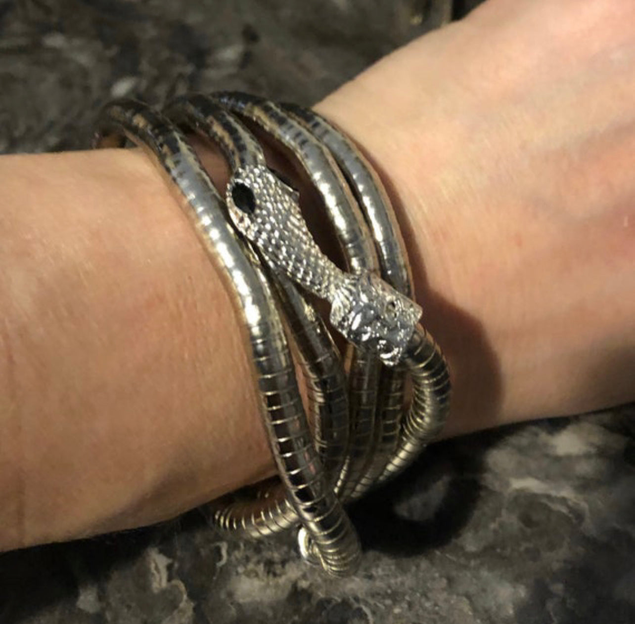Silver snake necklace wrap round