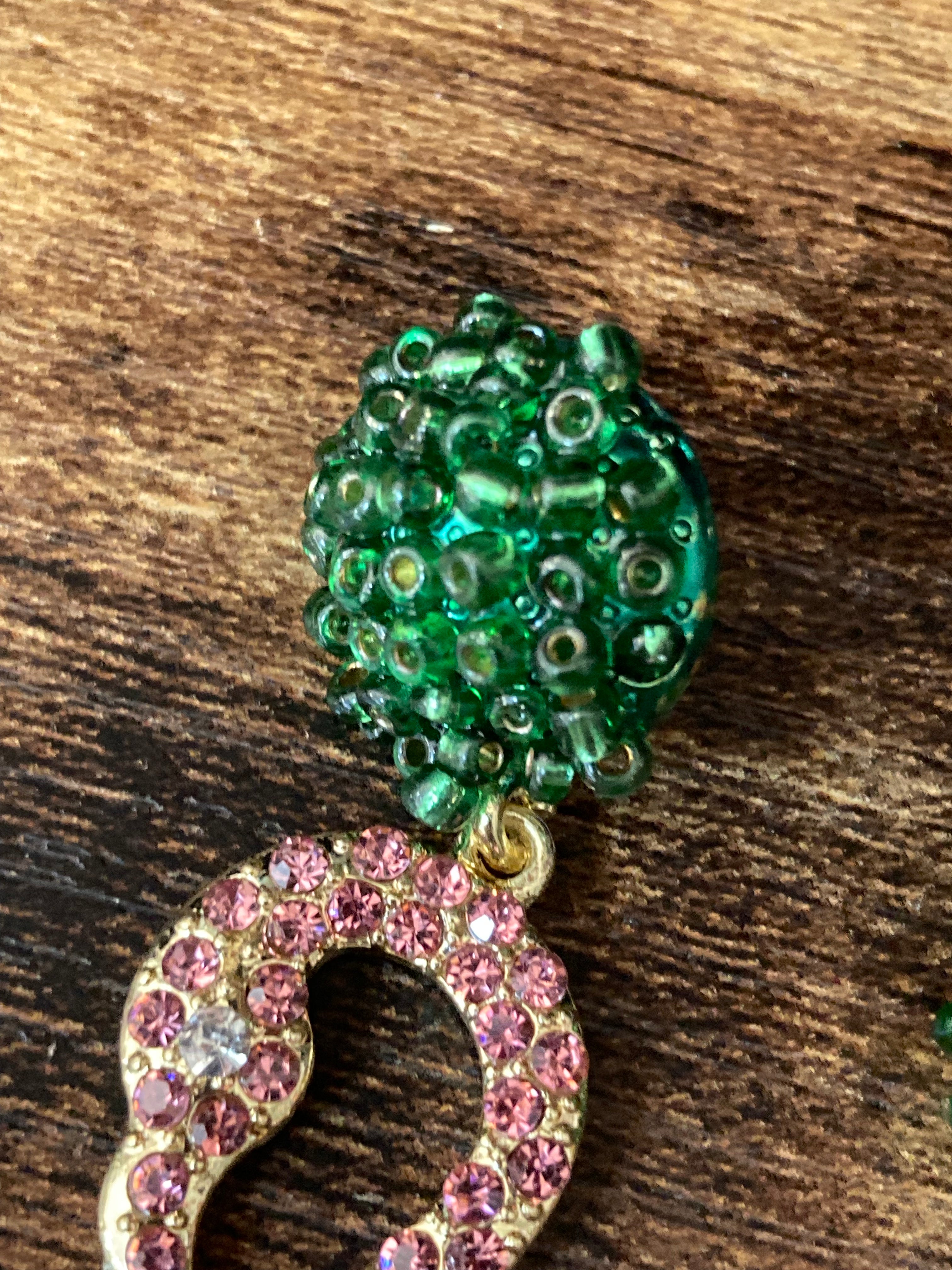 pink diamanté flamingo earrings