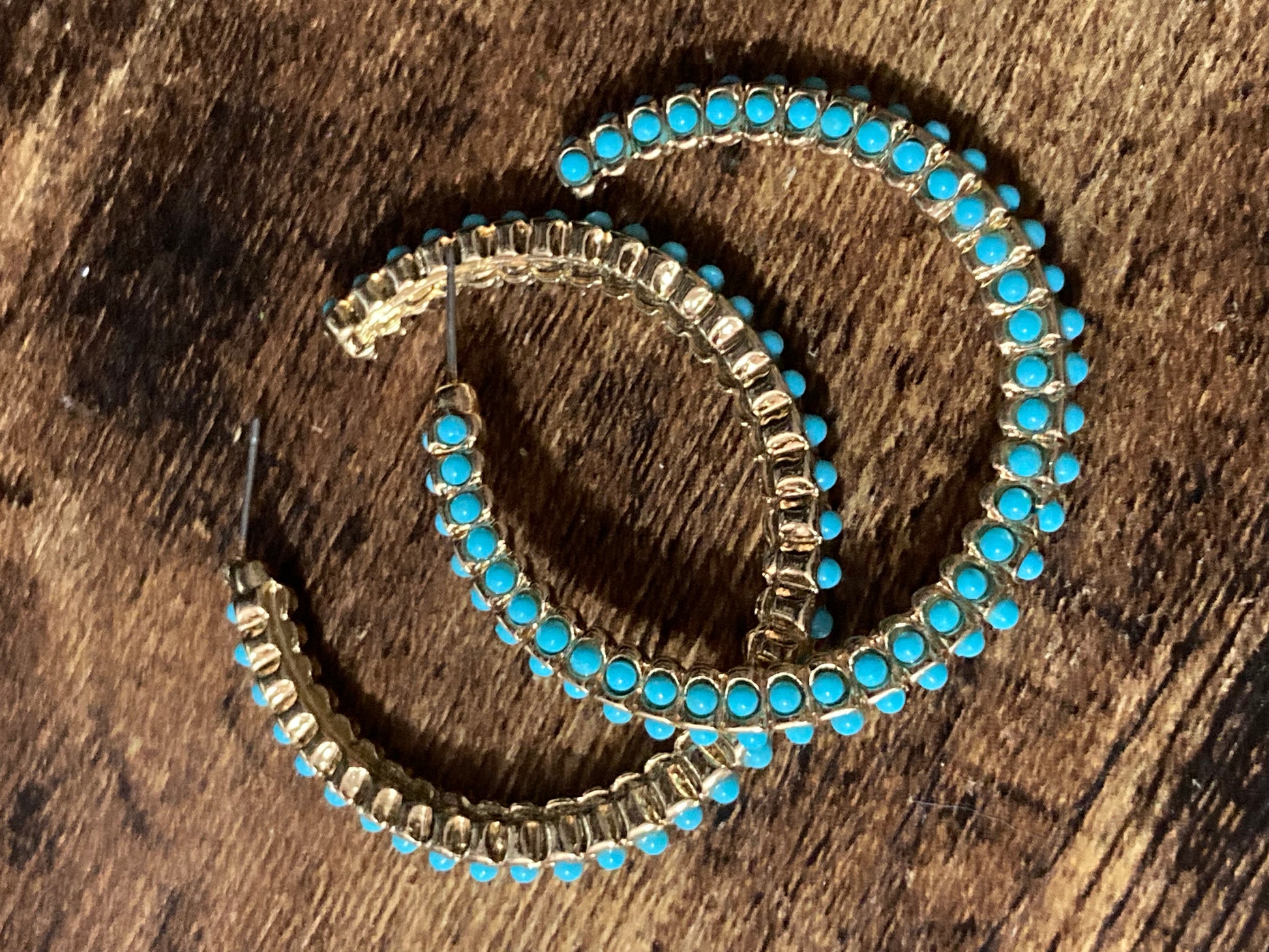 Turquoise beaded 2025 hoop earrings