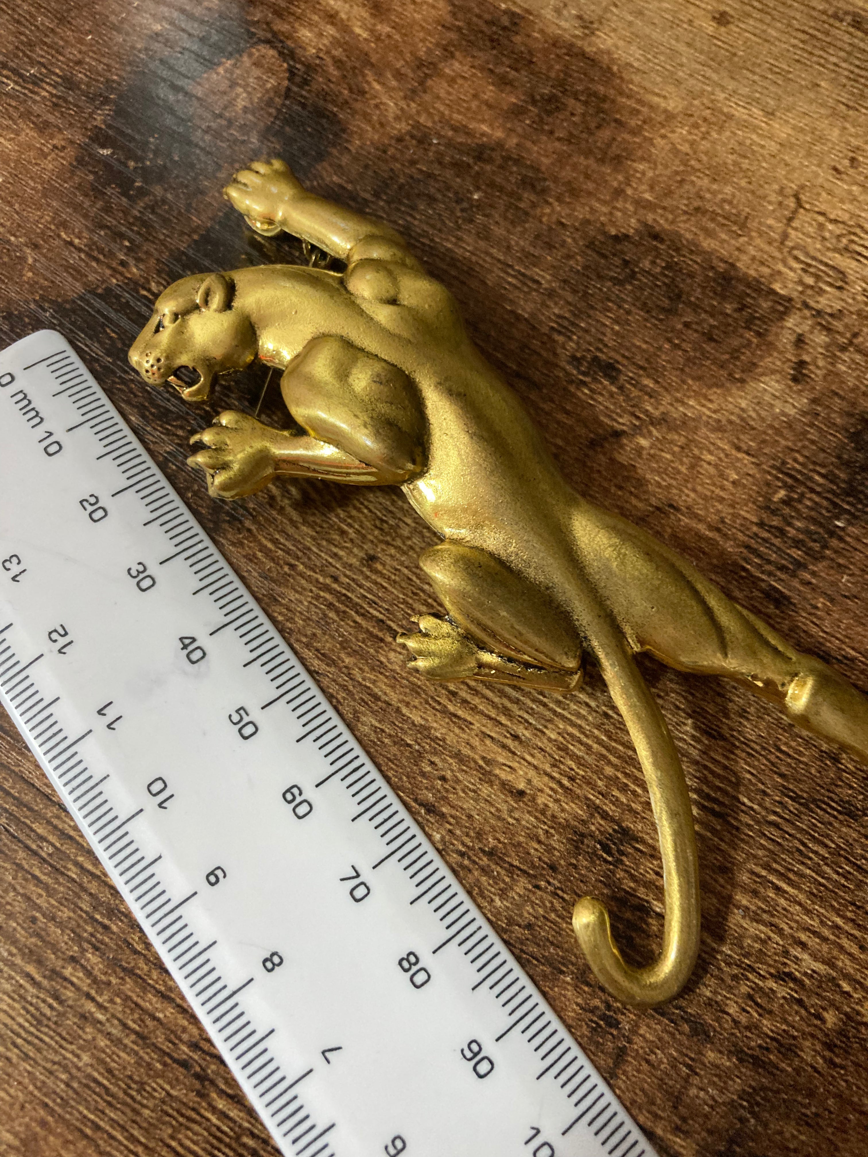 Big Cat panther puma brooch oversized gold