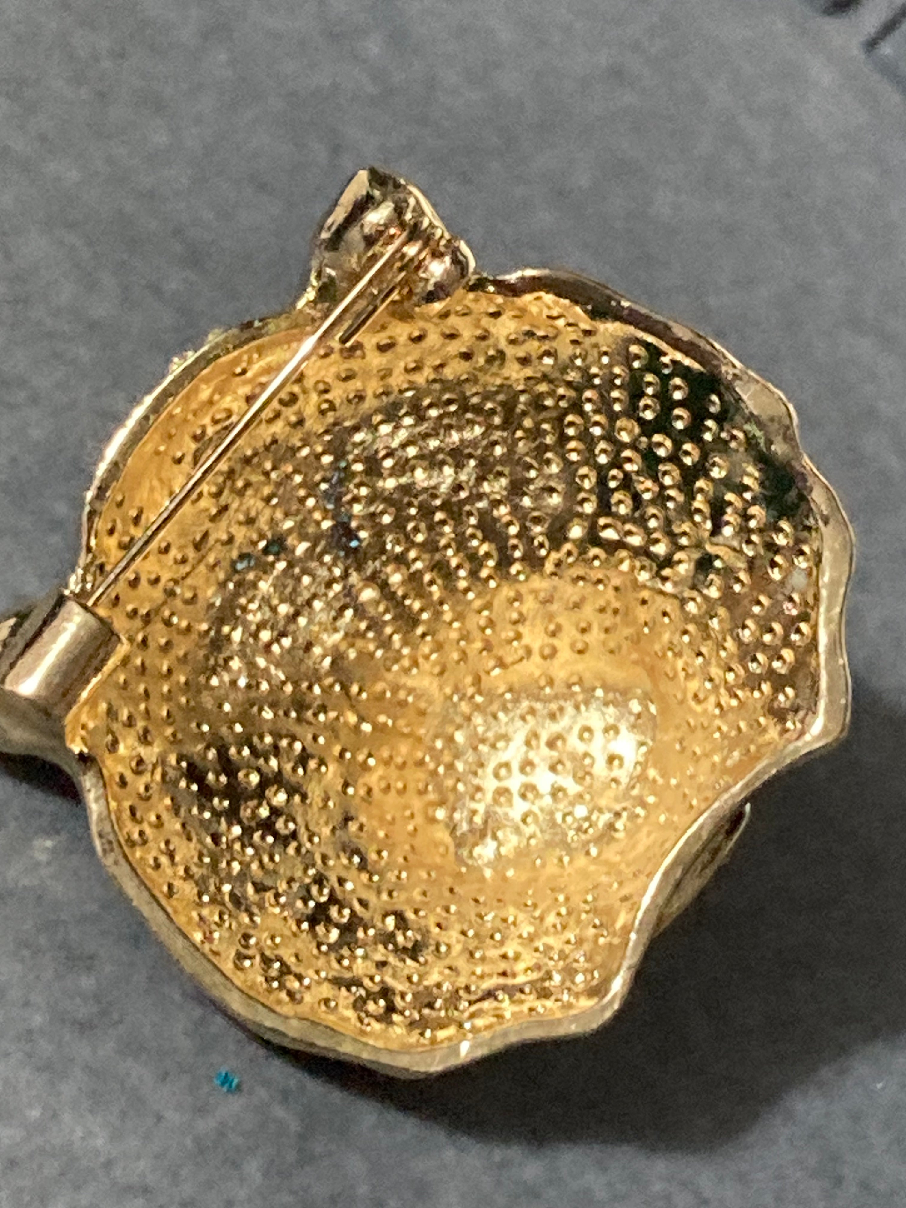 Gold diamanté tiger brooch
