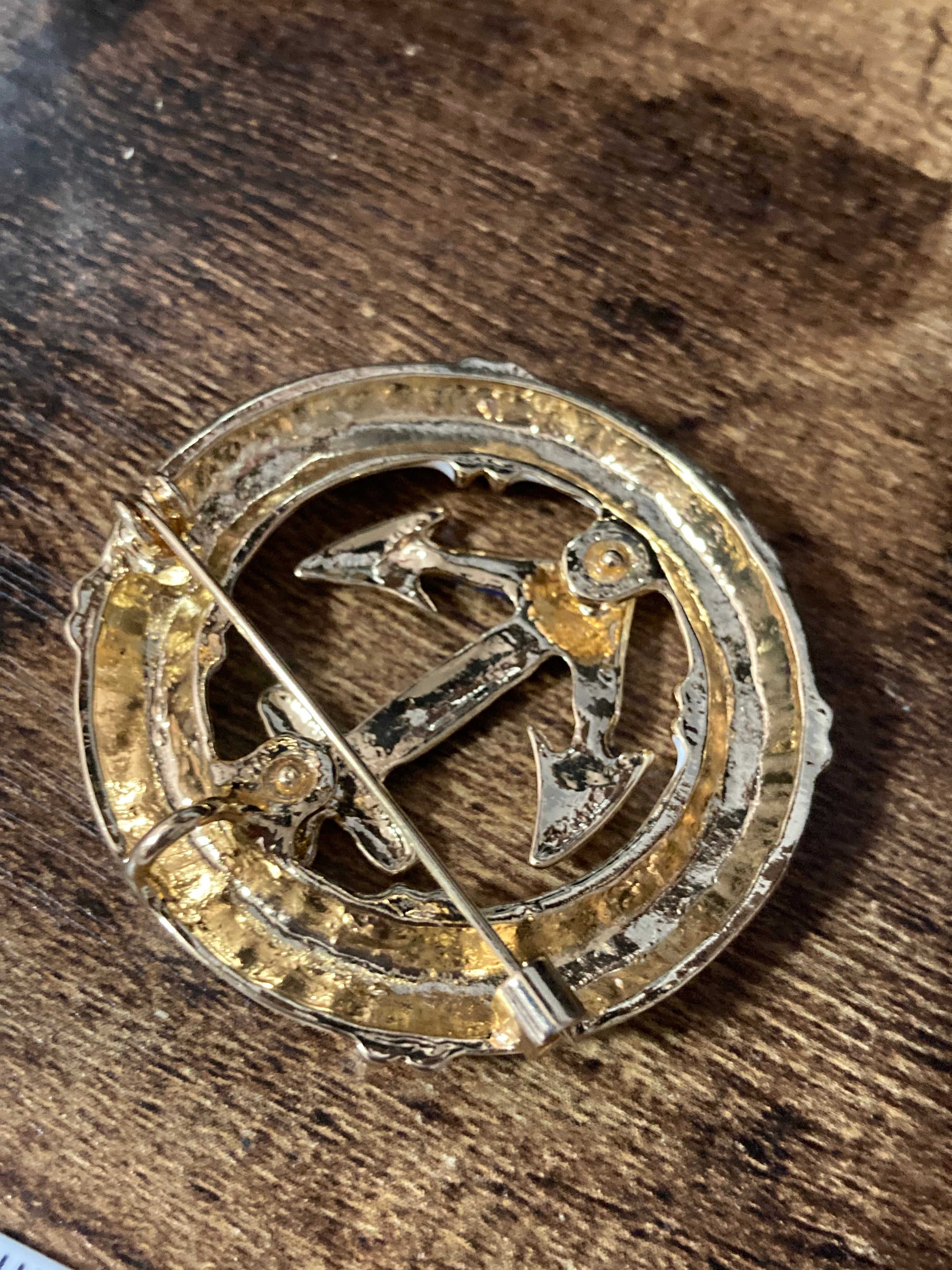 Nautical anchor life bouy brooch