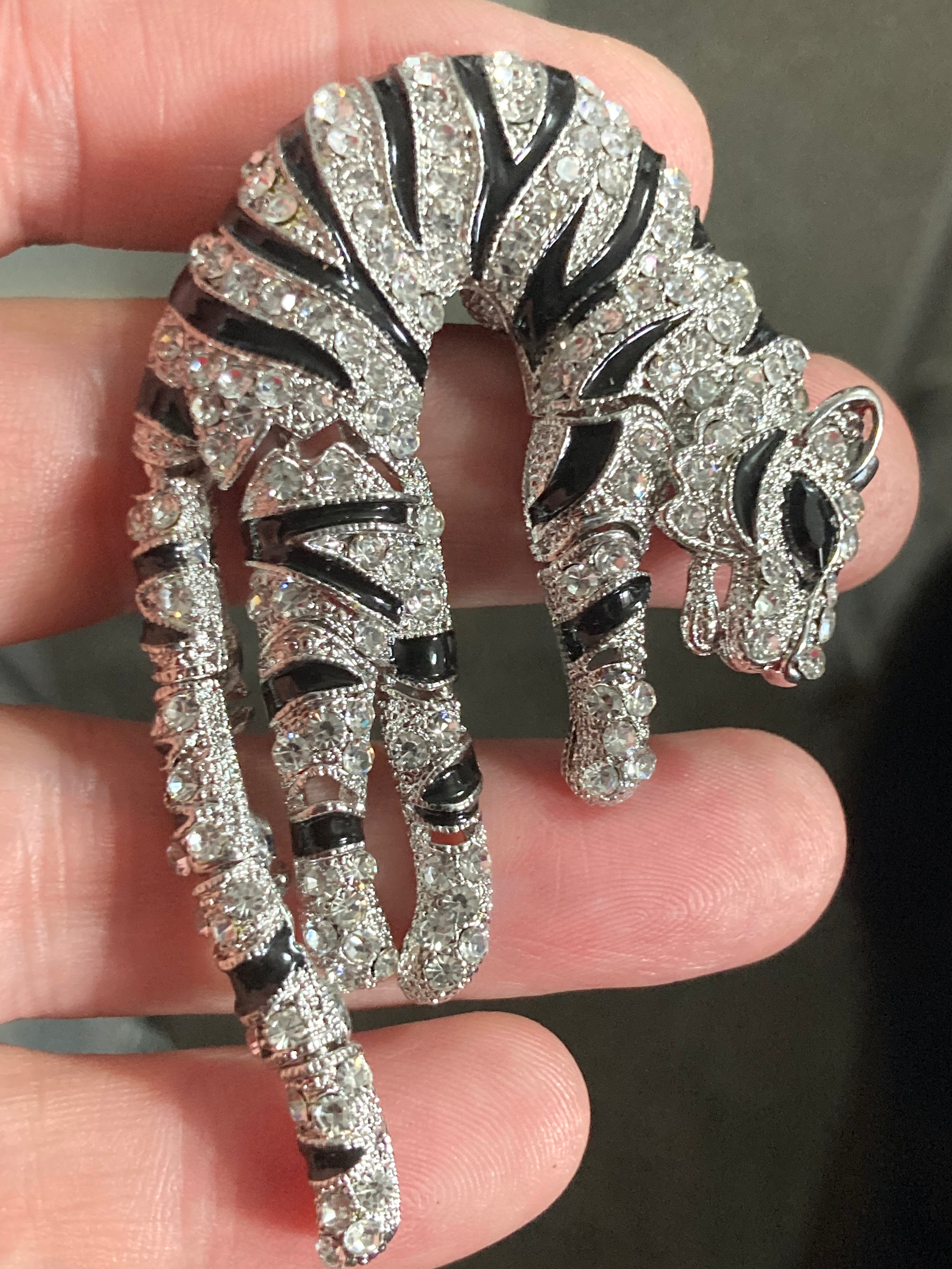 Gold diamanté tiger brooch