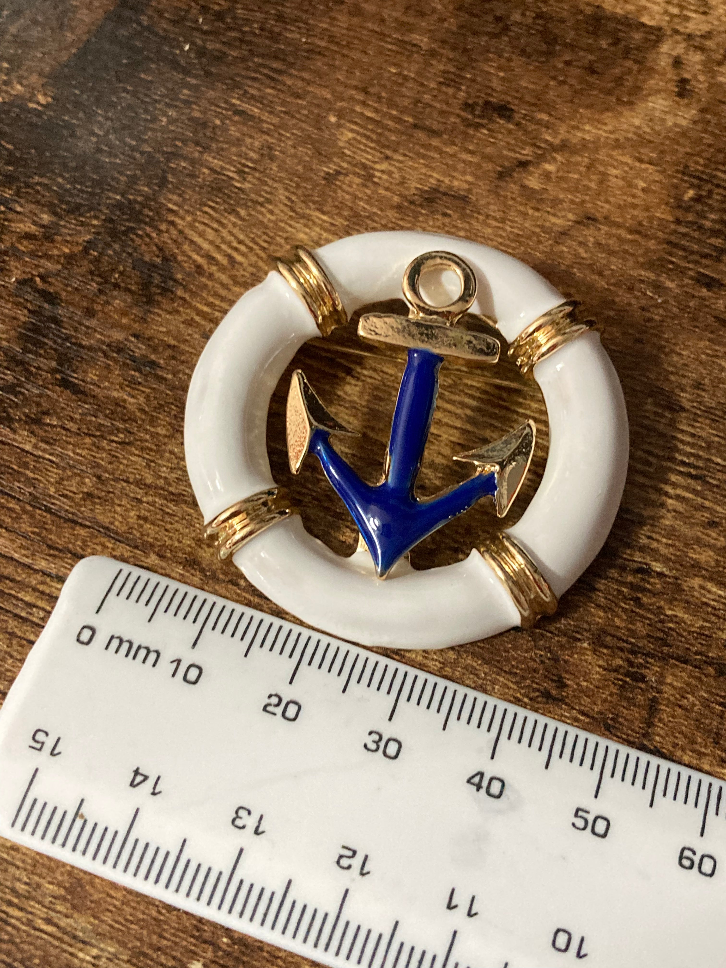 Nautical anchor life bouy brooch