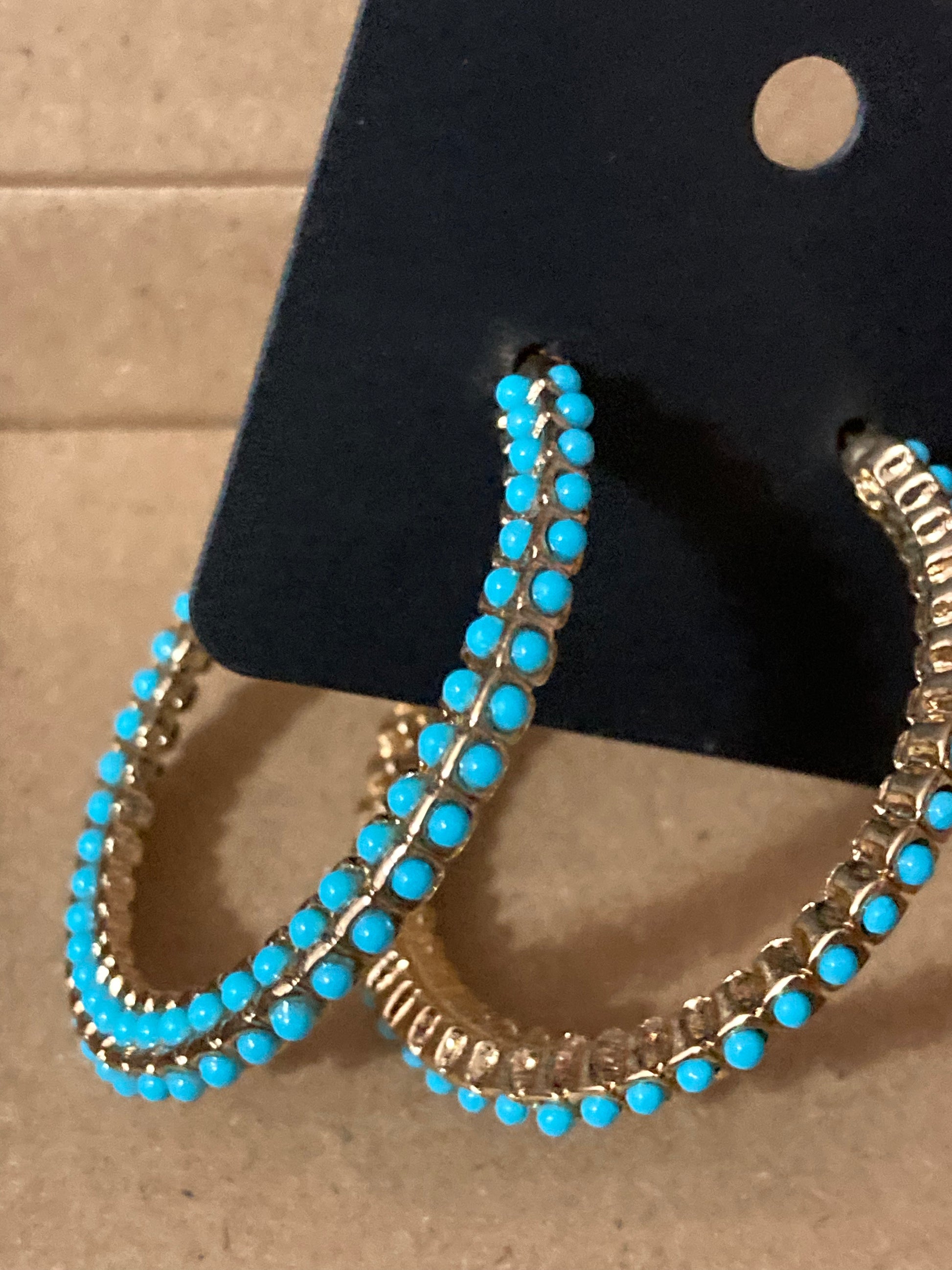 Large turquoise hoop deals earrings